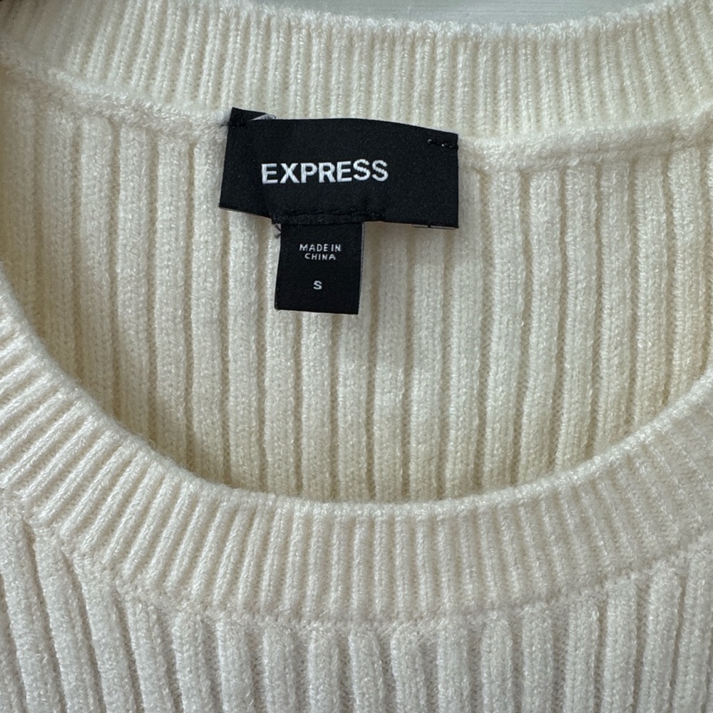 Express Ivory Ribbed Knit Sweater - Picture 2 of 4
